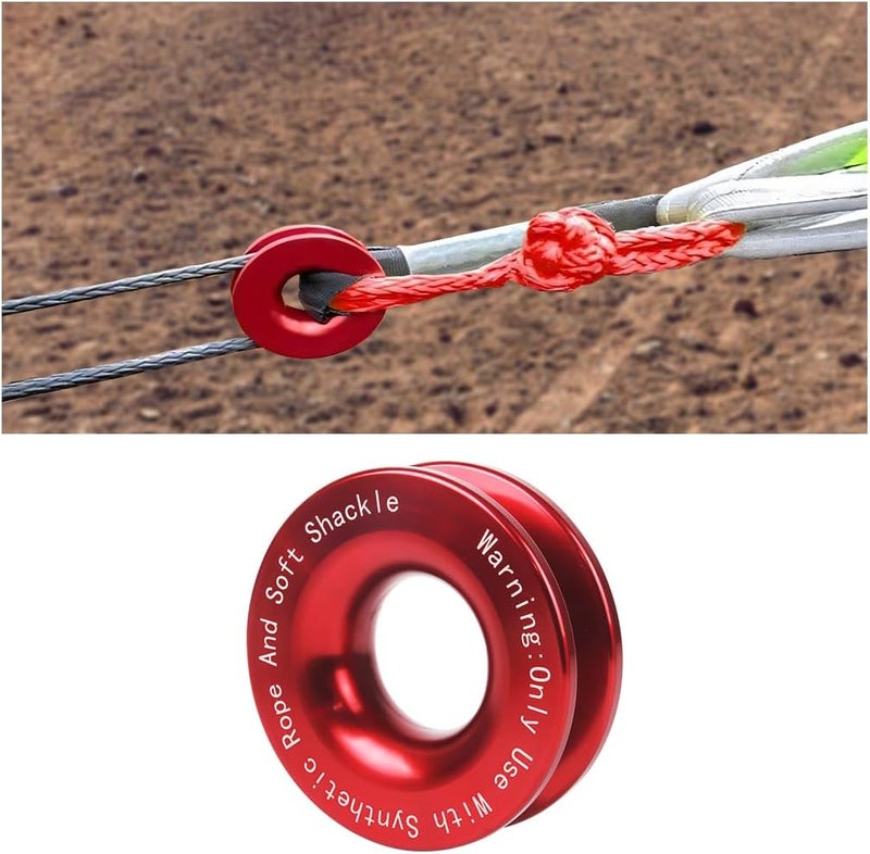 HZEL Car Winch Snatch Recovery Ring, 66000 LBS Break Strength Soft Shackle Synthetic & Rope Block Pulley Towing Ring, Automotive Exterior Accessories, Universal for ATV UTV SUV (Red) - Image 1